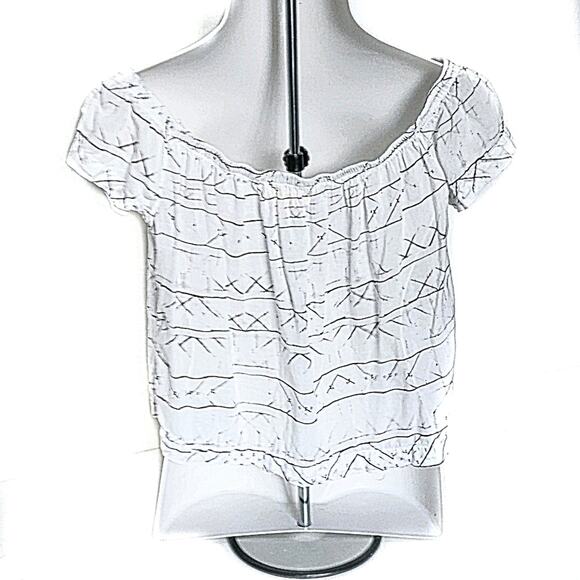 Cloth & Stone Purple White Tie-Dye Short Cap Sleeve Flowy Blouse Top L - Picture 2 of 8